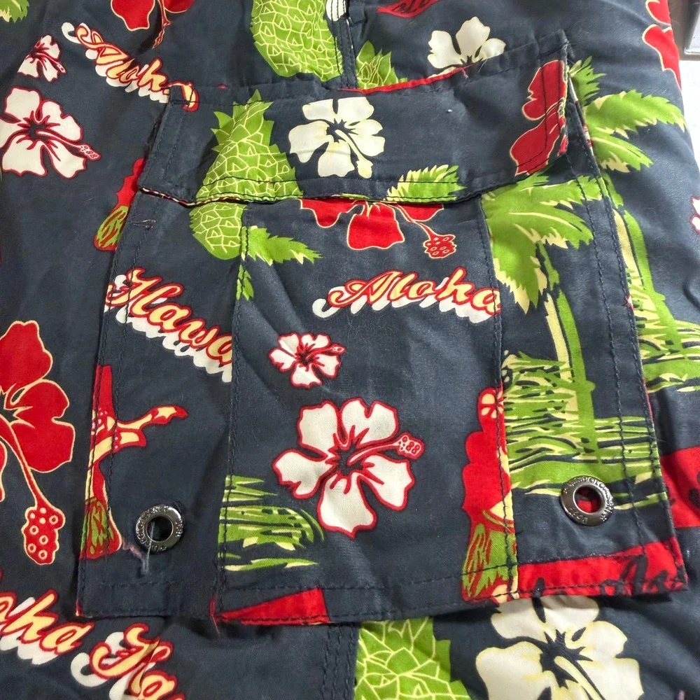 US Polo Assn Mens Aloha Hawaii Swim Trunks Navy Tropical Cargo Shorts 4124 P6